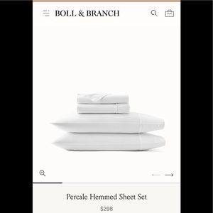 Boll & Branch 100% Organic Cotton Percale Hemmed King Set -Cranberry Trellis